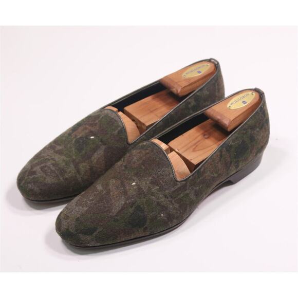 Phineas Cole Green Camouflage Wool Albert Slippers Loafers Shoes US 10.5 main image 11
